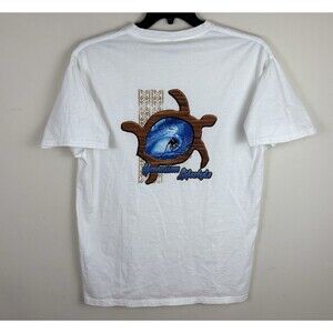 Vintage Y2K Hawaiian Surfing Graphic T-Shirt / White / Size Large